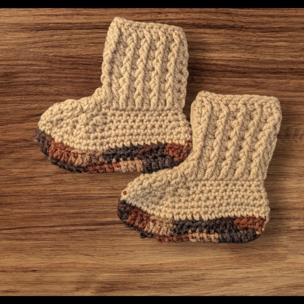 Browns Variegated Toddler Booties Crochet Slippers MEASURE YOUR CHILD'S FOOT